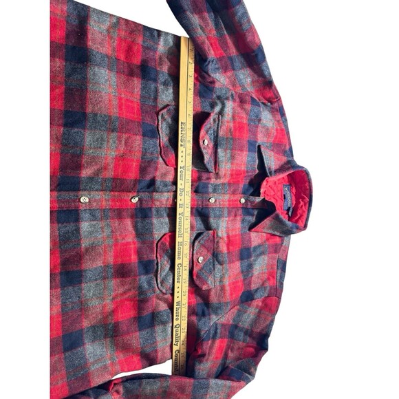 VTG Grandpa Core Farmer Grunge WOODLAND 90% Wool Red Plaid Flannel Sz XL - Picture 5 of 13
